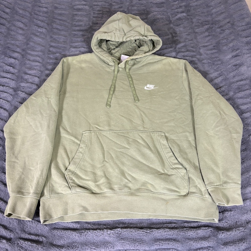 Nike Sportswear Club Fleece Hoodie Oil Green BV2654-386 Mens Large